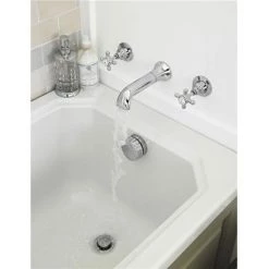 Old London - Chrome Edwardian Wall Mounted Bath Spout and Stop Taps - LDN319 5 Old London - Chrome Edwardian Wall Mounted Bath Spout and Stop Taps - LDN319 -Bath Taps Shop Old London LDN319 D1N 375