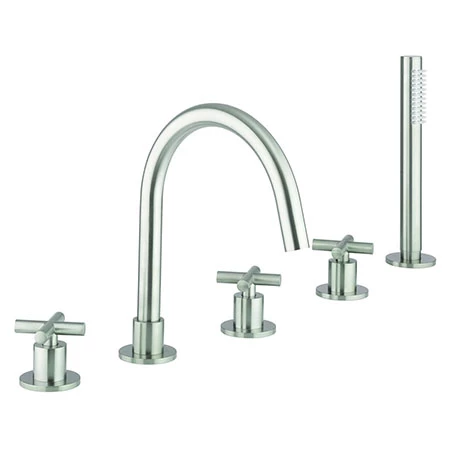 Crosswater MPRO Crosshead Brushed Stainless Steel 5 Hole Set Bath Shower Mixer - PRC450DV 3 Crosswater MPRO Crosshead Brushed Stainless Steel 5 Hole Set Bath Shower Mixer - PRC450DV