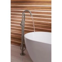 Crosswater MPRO Floor Mounted Freestanding Bath Shower Mixer - Brushed Stainless Steel - PRO416FV -Bath Taps Shop PRO416FV D2 460