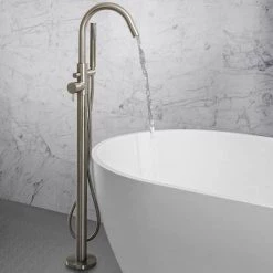 Crosswater MPRO Floor Mounted Freestanding Bath Shower Mixer - Brushed Stainless Steel - PRO416FV -Bath Taps Shop PRO416FV D3 460