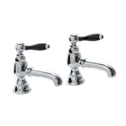 Imperial Radcliffe Chrome 3/4" Bath Pillar Taps with Black Levers