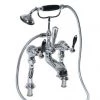 Imperial Radcliffe Chrome Deck Mounted Bath Shower Mixer with Black Levers -Bath Taps Shop RADBSMDMBCP P