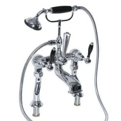 Imperial Radcliffe Chrome Deck Mounted Bath Shower Mixer with Black Levers