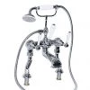 Imperial Radcliffe Chrome Deck Mounted Bath Shower Mixer with White Levers -Bath Taps Shop RADBSMDMWCP P