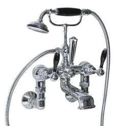 Imperial Radcliffe Chrome Wall Mounted Bath Shower Mixer with Black Levers