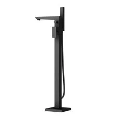 Toreno Modern Matt Black Floor Mounted Free-standing Bath Shower Mixer -Bath Taps Shop TBFST d3 460