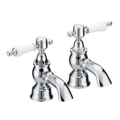 Heritage - Glastonbury Bath Pillar Taps - Chrome - TGRC01