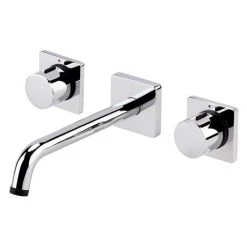 Venice Modern 3TH Round Wall Mounted Bath Filler - Chrome -Bath Taps Shop TI661CH d2 460
