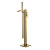 Venice Cubo Brushed Brass Freestanding Bath Shower Mixer -Bath Taps Shop VEN128S P