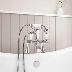 Lancaster Traditional Bath Shower Mixer Tap + Shower Kit -Bath Taps Shop VIC6 D2 460