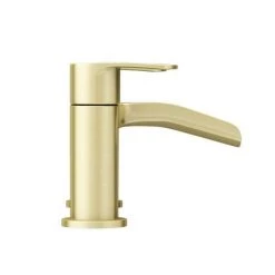 Valencia Brushed Brass Waterfall Bath Shower Mixer incl. Shower Kit -Bath Taps Shop VWFT3BB d5 460
